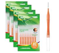 Annauiy Spazzole interdentali a forma di I, 40 pezzi, 0,6 mm, per la pulizia dei denti, spazzolini interdentali, ispessiti, manico allungato, confezione da viaggio, per persone con spazi stretti