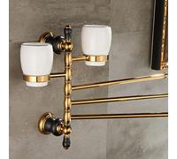 ANNBKA Set di accessori per il bagno in stile americano pieno rame nero oro asciugamano da bagno rack barra binario, accessori per il bagno pendente, kit di accessori per il bagno (due tazze tre aste)
