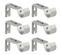 Anndason Staffe per aste da tenda regolabili resistenti per asta da 2,5 cm, colore argento, set da 6