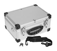 anndora Werkzeugkoffer 70106 Valigetta per utensili in alluminio - Cassetta degli attrezzi 32,5 x 23,5 x 17,5 cm con rivestimento in neoprene e tracolla - Argento