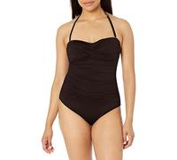 Anne Cole Women's Twist Front Shirred One Piece Swimsuit, Black, 10