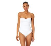 Anne Cole Women's Twist Front Shirred One Piece Swimsuit, White, 8