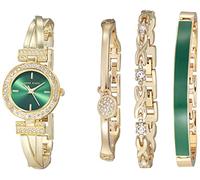 ANNE KLEIN AK/2238 - Set di orologio e bracciale da donna, con cristalli, Oro/Verde, giapponese