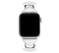 Anne Klein Braccialetto a catena a maglie a cuore per Apple Watch sicuro, regolabile, ricambio per Apple Watch, si adatta alla maggior parte dei polsi, Argento, 42mm (Series 10) & 38/40/41mm