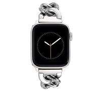 Anne Klein Braccialetto alla moda per Apple Watch, sicuro, regolabile, cinturino di ricambio per Apple Watch, si adatta alla maggior parte dei polsi, Argento con Cristalli, 42mm (Series 1-3), 44/45/46