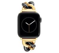 Anne Klein Braccialetto alla moda per Apple Watch, sicuro, regolabile, cinturino di ricambio per Apple Watch, si adatta alla maggior parte dei polsi, Oro/nero., 42mm (Series 1-3), 44/45/46/49mm (Ultra