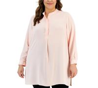 Anne Klein Camicetta Tunica Donna Solid Color Rosa Taglia Plus 1X
