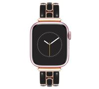 Anne Klein Cinturino alla moda per Apple Watch, sicuro, regolabile, cinturino di ricambio per Apple Watch, si adatta alla maggior parte dei polsi, nero/oro rosa., 42mm (Series 10) & 38/40/41mm, WK