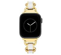 Anne Klein Cinturino da donna smaltato e metallo alla moda per Apple Watch sicuro, regolabile, ricambio per Apple Watch, si adatta alla maggior parte dei polsi, bianco/oro, 38/40/41MM, moderno