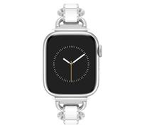 Anne Klein Cinturino di ricambio per Apple Watch alla moda, sicuro e regolabile, adatto alla maggior parte dei polsi, Bianco/argento, 38/40/41mm, WK/1021WTSV38