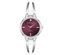 Anne Klein - Orologio da donna a bracciale rigido, con quadrante con vero diamante, Argento/Borgogna