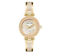 Anne Klein - Orologio da donna a bracciale rigido, con quadrante con vero diamante, Beige