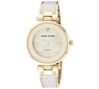 Anne Klein - Orologio da donna a bracciale rigido, con quadrante con vero diamante, Gold-tone Und Elfenbein