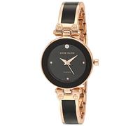 ANNE KLEIN - Orologio da donna a bracciale rigido, con quadrante con vero diamante, Nero