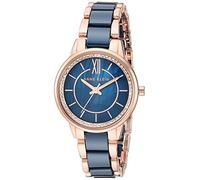 Anne Klein Orologio da donna in ceramica con cristalli di alta qualità, Blu navy/oro rosa, One Size, AK-3344NVRG
