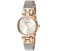 Anne Klein - Orologio da polso da donna, con vero diamante sul quadrante, con cinturino a bracciale in maglia mesh color oro, Argento/Oro Rosa