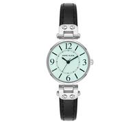 Anne Klein Orologio da donna con cinturino in pelle, Nero/Argento/Aqua, giapponese