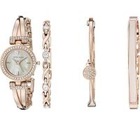 Anne Klein Rose - Bracciale e orologio in cristallo dorato