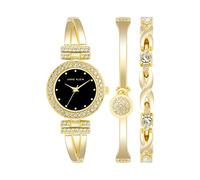 ANNE KLEIN - Set con orologio da donna a bracciale rigido impreziosito da cristalli di alta qualità e bracciale, Oro/Nero