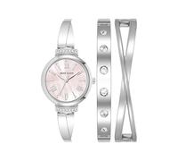 Anne Klein Set di orologi da donna con cinturino in cristallo, AK/2245, Argento/Rosa, AK/2245PKST