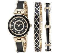Anne Klein Set di orologio e bracciale con cristalli Swarovski da donna, dorato/nero