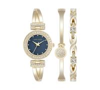 Anne Klein Set di orologio e bracciale da donna con cristalli di alta qualità, Oro/Blu 2, AK/1868BLST