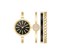 Anne Klein - Set orologio e bracciale rigido da donna, Nero/Oro