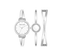 Anne Klein Set orologio e braccialetto da donna con cristalli di alta qualità, Argento, Cristallo