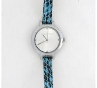 Anne Klein Sottile Blu + Nero Pitone Pelle Fascia + Color Argento Quadrante