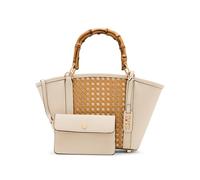 Anne Klein Womens Caning Bamboo Handle Tote with Detachable Strap, Natural/Parchment, Donna, Pergamena, Small