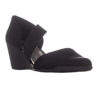 Anne Klein Womens Tara Open Toe Casual Slide Sandals, Black, Size 10.5