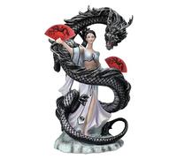 Anne Stokes Dragon Dancer - Statuina Dragon Friendship, Drago & Geisha, 26 cm
