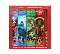Anne Stokes Elemental Magic - Set di incensi con quattro elementi in confezione regalo con bastoncini a tema strega, madre terra, lavanda, muschio egiziano, fragranze di cocco, include portacenere in