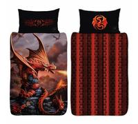 Fire Dragon Rosso Set Copripiumino Singolo 2-IN-1 Design Anne Stokes Bimbi Letto