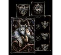 Anne Stokes Lupo Lenzuola - Soul Bond - Fantasy Biancheria Letto Elfo Con Lupo