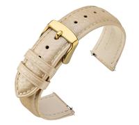 ANNEFIT Cinturino 15mm, Cinturini di Ricambio per Uomo e Donna con Fibbia Oro, Imbottito Testurizzato Pelle a Sgancio Rapido (Oro)
