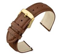 ANNEFIT Cinturino 17mm, Cinturini di Ricambio per Uomo e Donna con Fibbia Oro, Imbottito Testurizzato Pelle a Sgancio Rapido (Marrone)