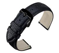 ANNEFIT Cinturino 18mm, Cinturini di Ricambio per Uomo e Donna con Fibbia Nero, Imbottito Testurizzato Pelle a Sgancio Rapido (Nero)