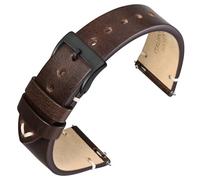 ANNEFIT Vintage Cinturino Orologio per Uomo Donna, Cinturini in Pelle Italiana, Sgancio Rapido e Fibbia Nera, Larghezza della banda 20mm (Marrone Scuro)