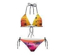 Annejudy Bikini da donna con allacciatura al collo Set String 2 Pezzi Costumi da bagno a triangolo Cheeky con lacci laterali Costumi da bagno, M