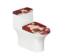 Annejudy Set di 2 copriwater e copriwater con scritta "Merry Christmas", durevoli, di ricambio, per decorazione del bagno, lavabili in lavatrice, stampa natalizia con Babbo Natale