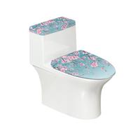 Annejudy Set di 2 copriwater per WC, con stampa floreale, con bordo elastico, pieghevole, facile da installare e pulire