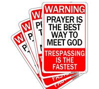 annekilly Confezione da 4 targhe vintage in metallo con scritta "No Trespassing Prayer is The Best Way to Meet God Trespassing is The Fastest Pub Outdoor Bar", poster retrò per casa, cucina