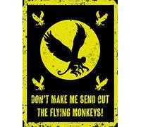annekilly Targa decorativa da parete in stile retrò vintage con scritta "Don't Make Me Send Out The Flying Monkeys,Wizard Home Bar Pub Kitchen Restaurant Wall Deocr Signs 30,5 x 20,3 cm