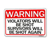 annekilly Targa in alluminio vintage con scritta "No Trespassing Warning Violators Will Be Shot", per esterni, casa, cortile, strada, giardino, garage, porta, 30,5 x 20,3 cm