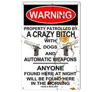 annekilly Targa in metallo in alluminio con scritta "Warning Crazy with Dogs No Trespassing Outdoor Home Yard Street Garden Garage Door Metal Signs 30,5 x 20,3 cm