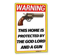 annekilly Targa vintage in metallo con scritta "No Trespassing Home Protected by The Good Lord and a Gun", per casa, garage, cortile, cucina, bar, decorazione da parete, 30,5 x 40,6 cm