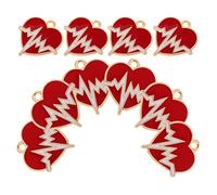 Anneome 10 Pezzi Ciondoli a Forma di Battito Cardiaco in Lega di Zinco Rossi Smalto, Charms per Braccialetti e Gioielli Fai da Te, Accessori per Creazioni Artigianali e Regali