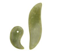 Anneome 2 Pezzi Gua Sha Naturale per Massaggio Viso Strumento di Massaggio in Pietra Verde Piastra Durevole per Alleviare e Mantenere Salute Regalo Pratico per Amici e Genitori
