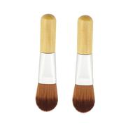 Anneome 2 Pezzi Pennelli Fondotinta Mini con Legno Corto Portatile in Fibre Nylon per Cosmetico Applicatore Fondotinta Liquido Facile Usare